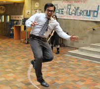 Regan Tigno (Development Associate, Development and Alumni Relations) shows the spring in his step at PACE's Playground Activity Day on March 10.
