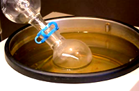 flask in water heating bath