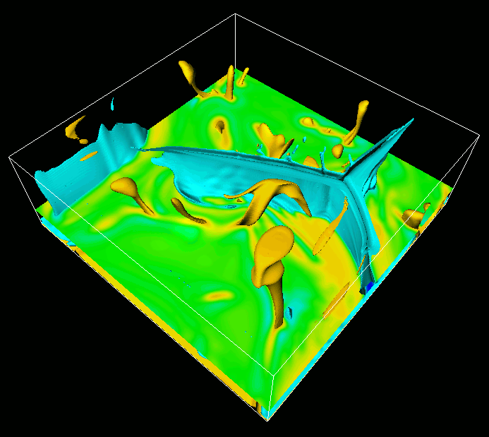 Temperature field in a calculation with a factor of 30 increase in viscosity at 670km