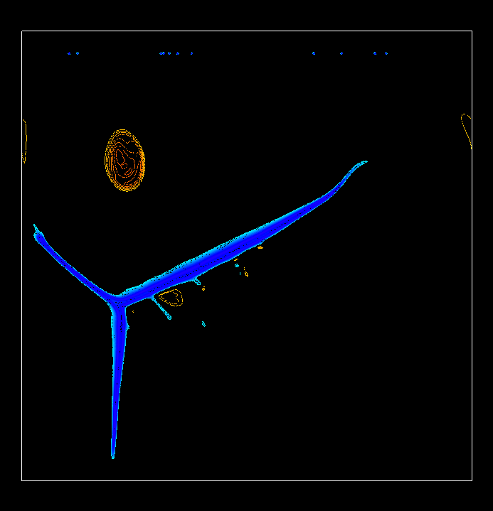 Temperature contours at a depth of 200 km, click to see an animation of the hotspot motion