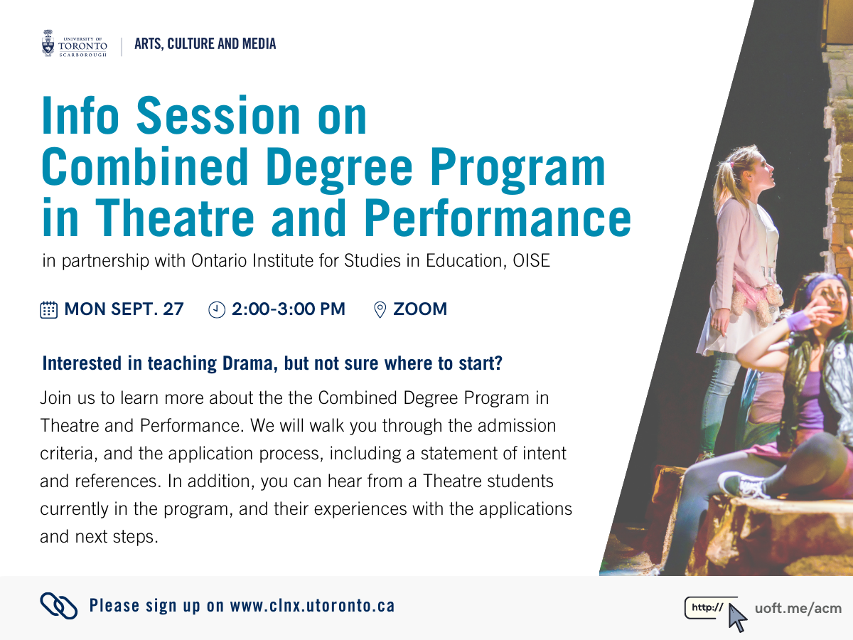 Info Session on Combined Degree Program in Theatre and Performance Banner
