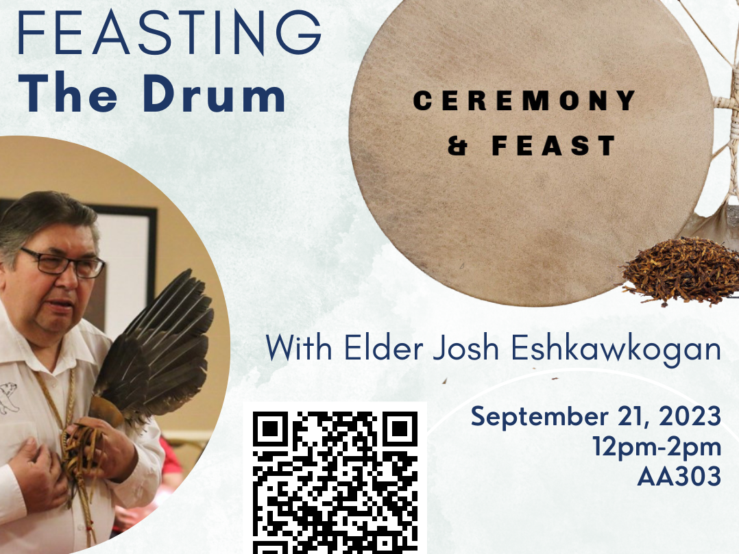 headshot of Elder Josh Eshkawkogan with the title and details of the event.