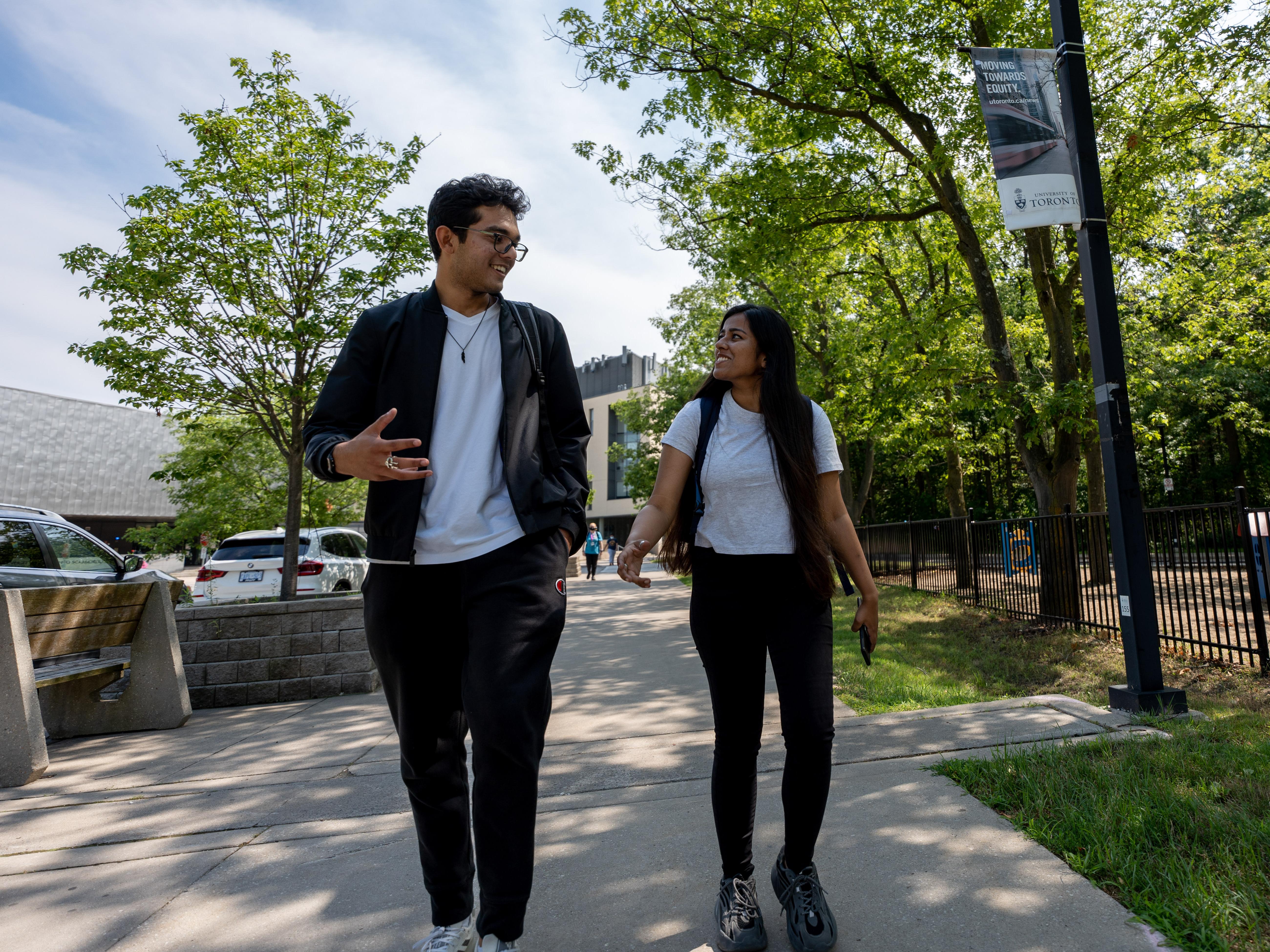 Students walking on the UTSC campus near the childcare centre