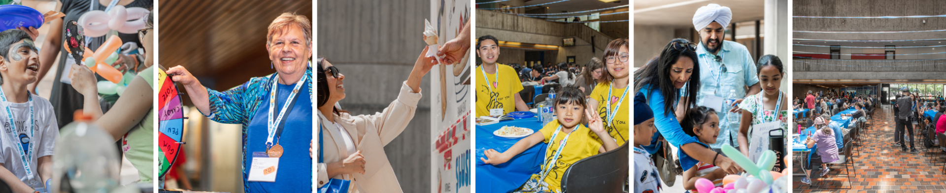 a grid of images for people at alumni fest east, featuring families having fun