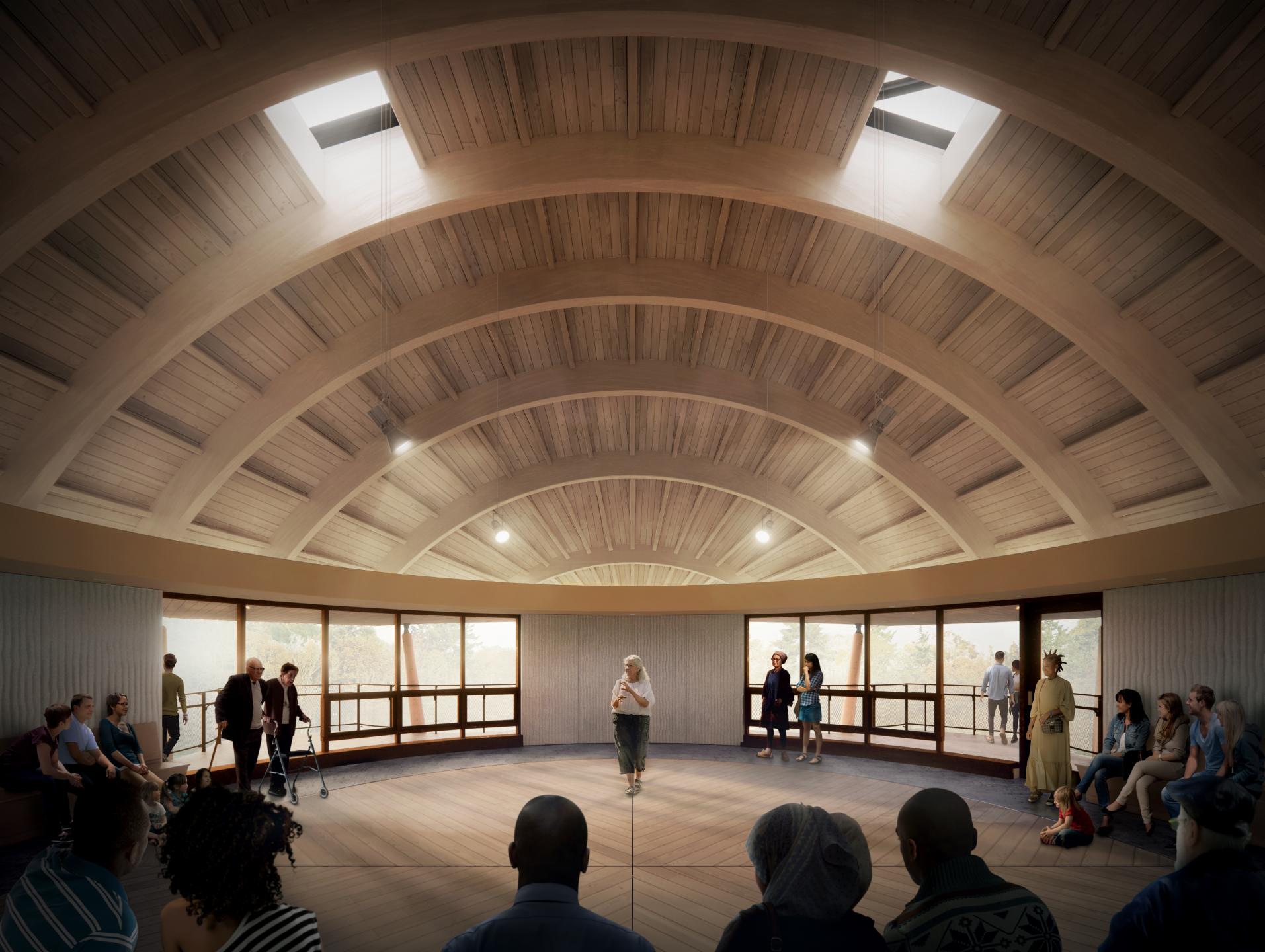 rendering of the main hall in indigenous house