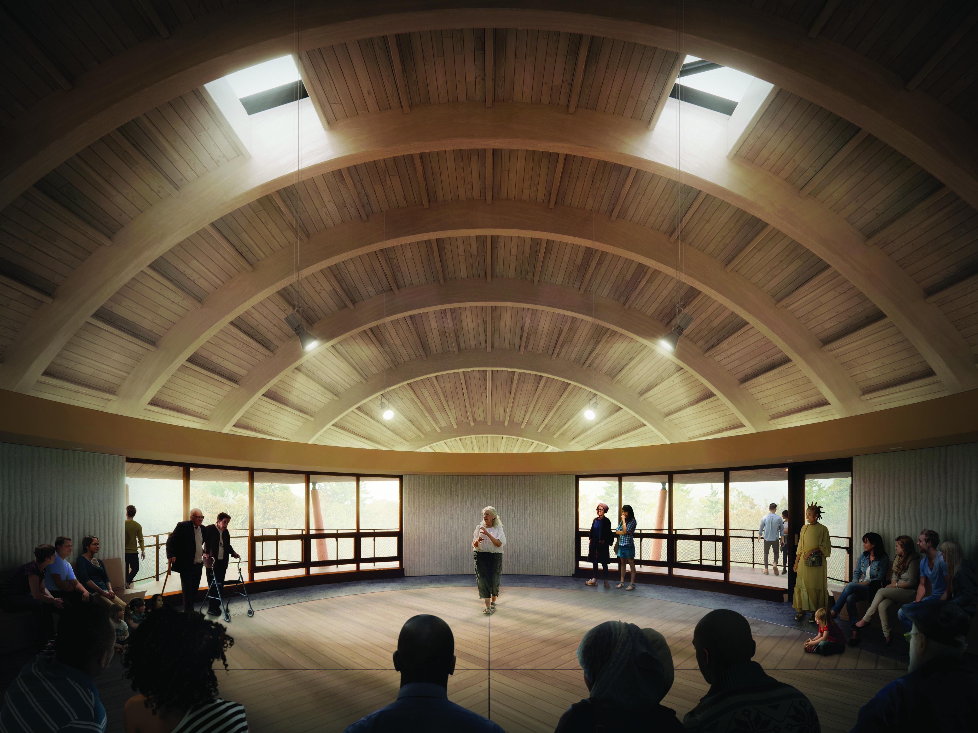 rendering of the meeting hall in indigenous house