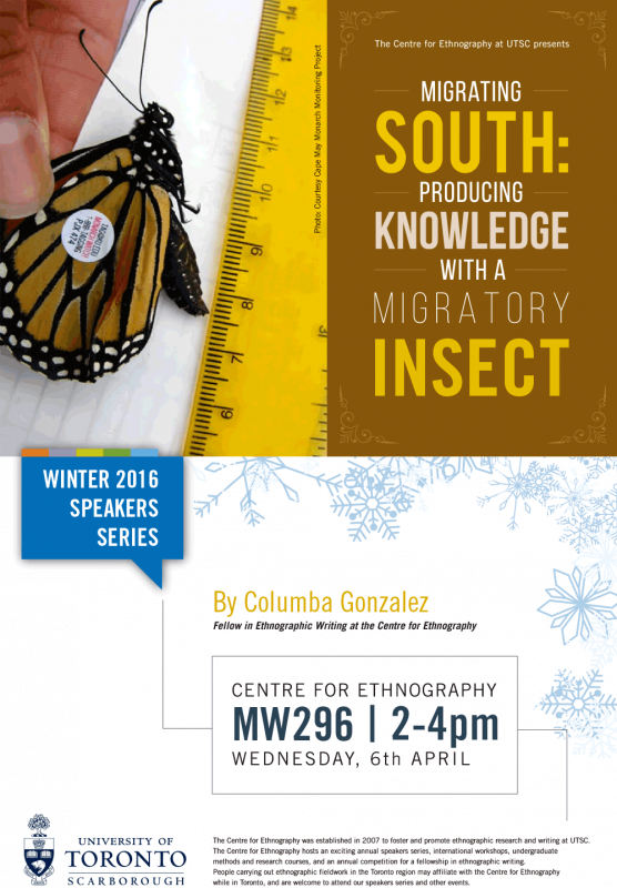 Migrating south poster with a butterfly image