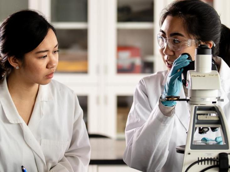students in lab coats