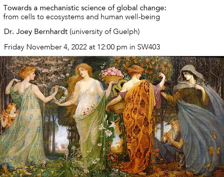 Towards a mechanistic science of global change: from cells to ecosystems and human well-being - Dr. Joey Bernhardt