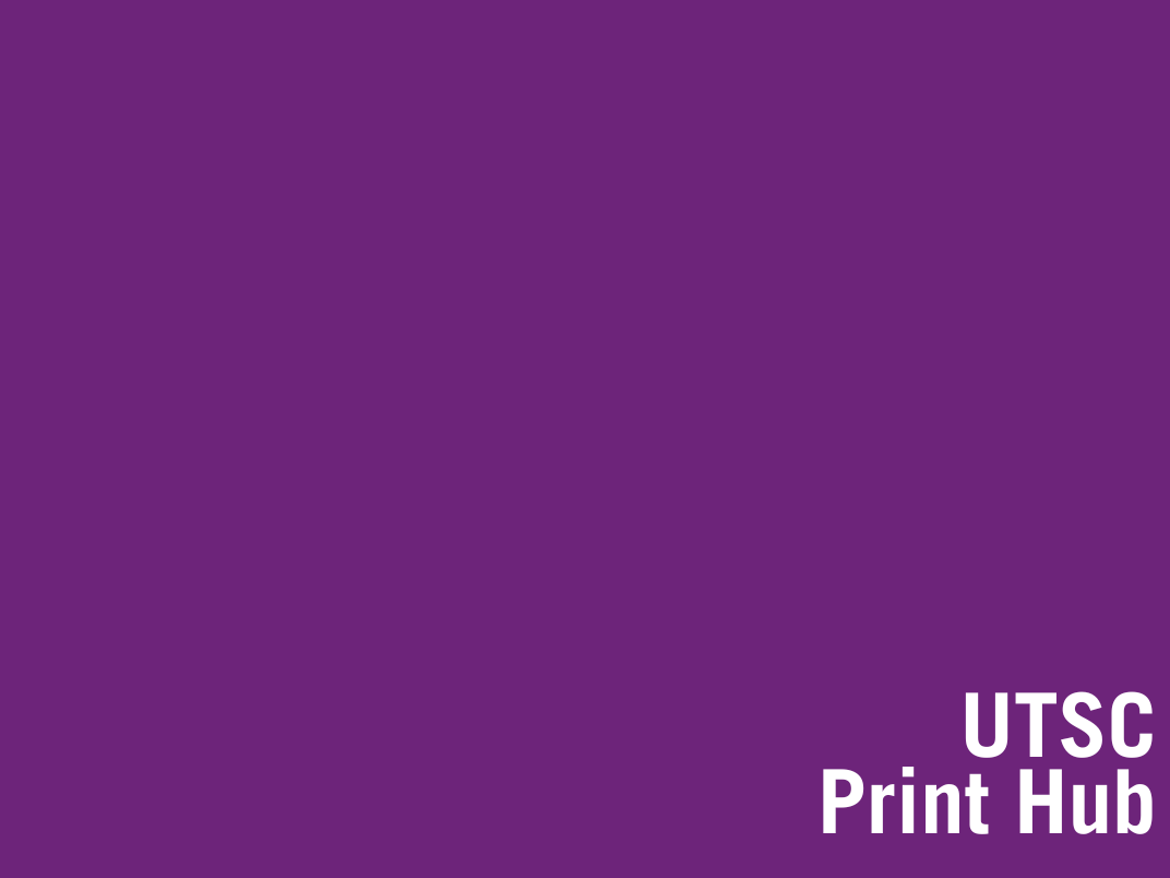 purple block with text utsc print hub