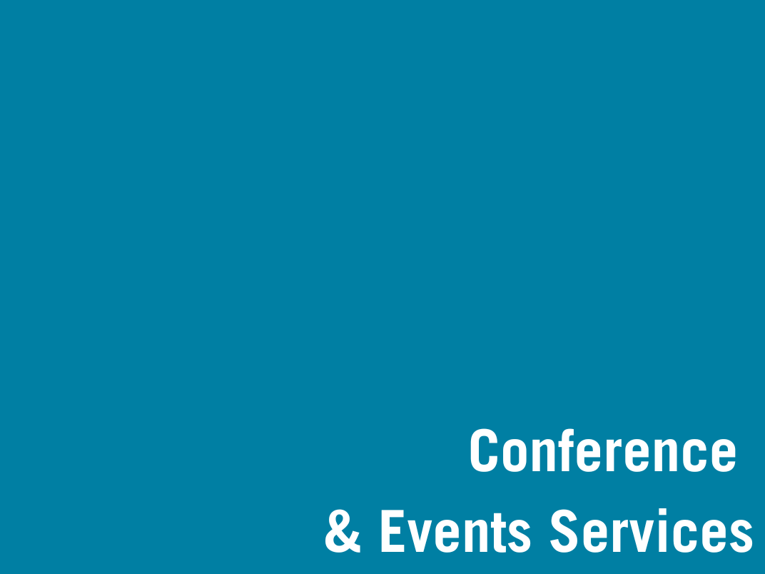 square block with text Conference and Events services