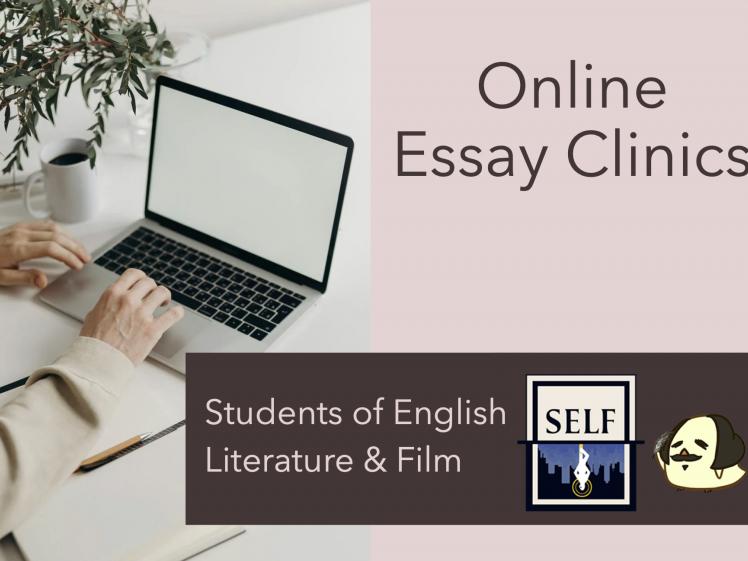SELF Essay Clinics: 15-minute online consulations (with picture of hands on laptop)