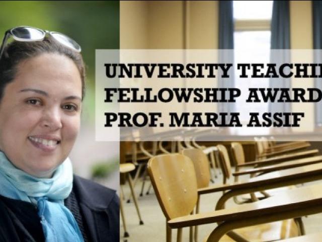Prof. Maria Assif Recipient of UofT Teaching Fellowship 
