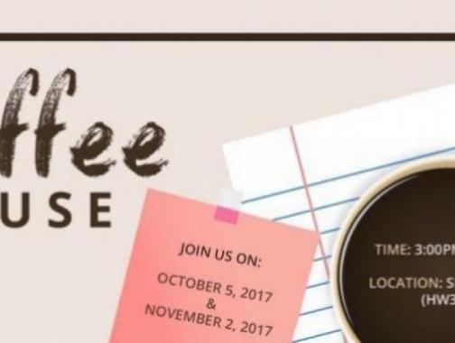 SELF presents: coffee house (with faculty) on November 2, 2017 from 3-5pm in HW335