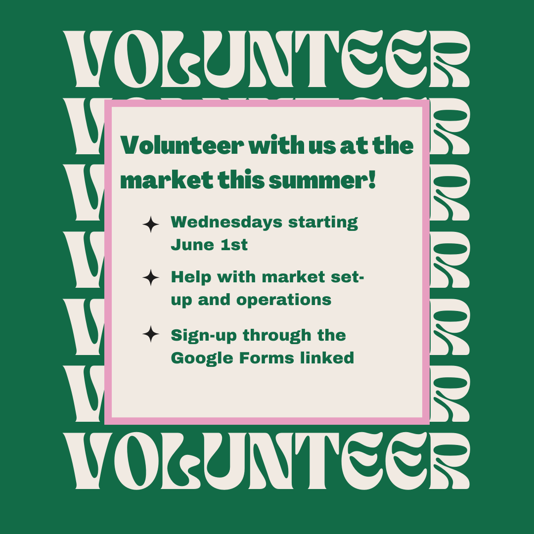 graphic to Volunteer at the farmer's market