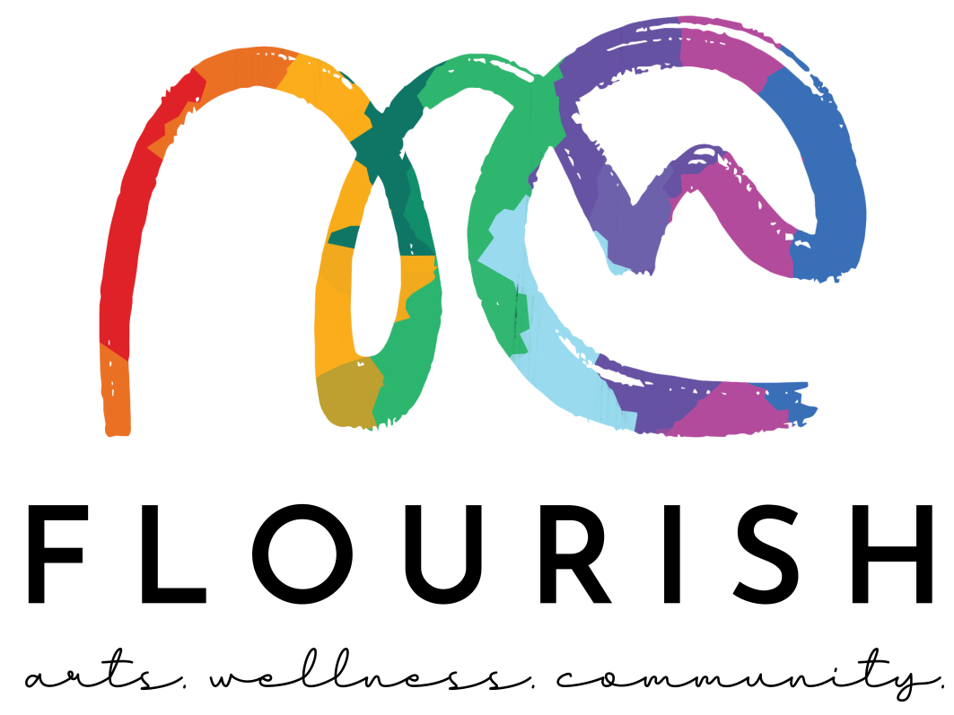 FLOURISH collective logo, organization name in stylised writing