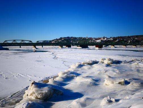 Sainte-Anne Bridge in Chicoutimi, Sageunay, Quebec in winter