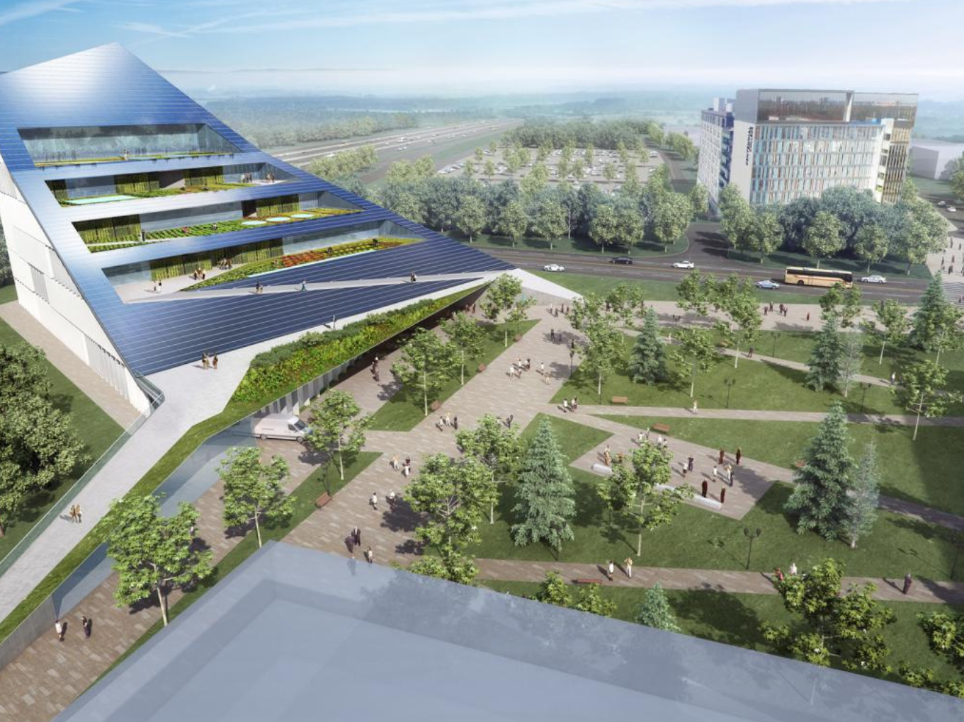 A rendering of future campus buildings at the University of Toronto Scarborough