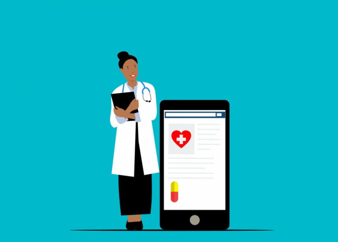 graphic of doctor and mobile phone
