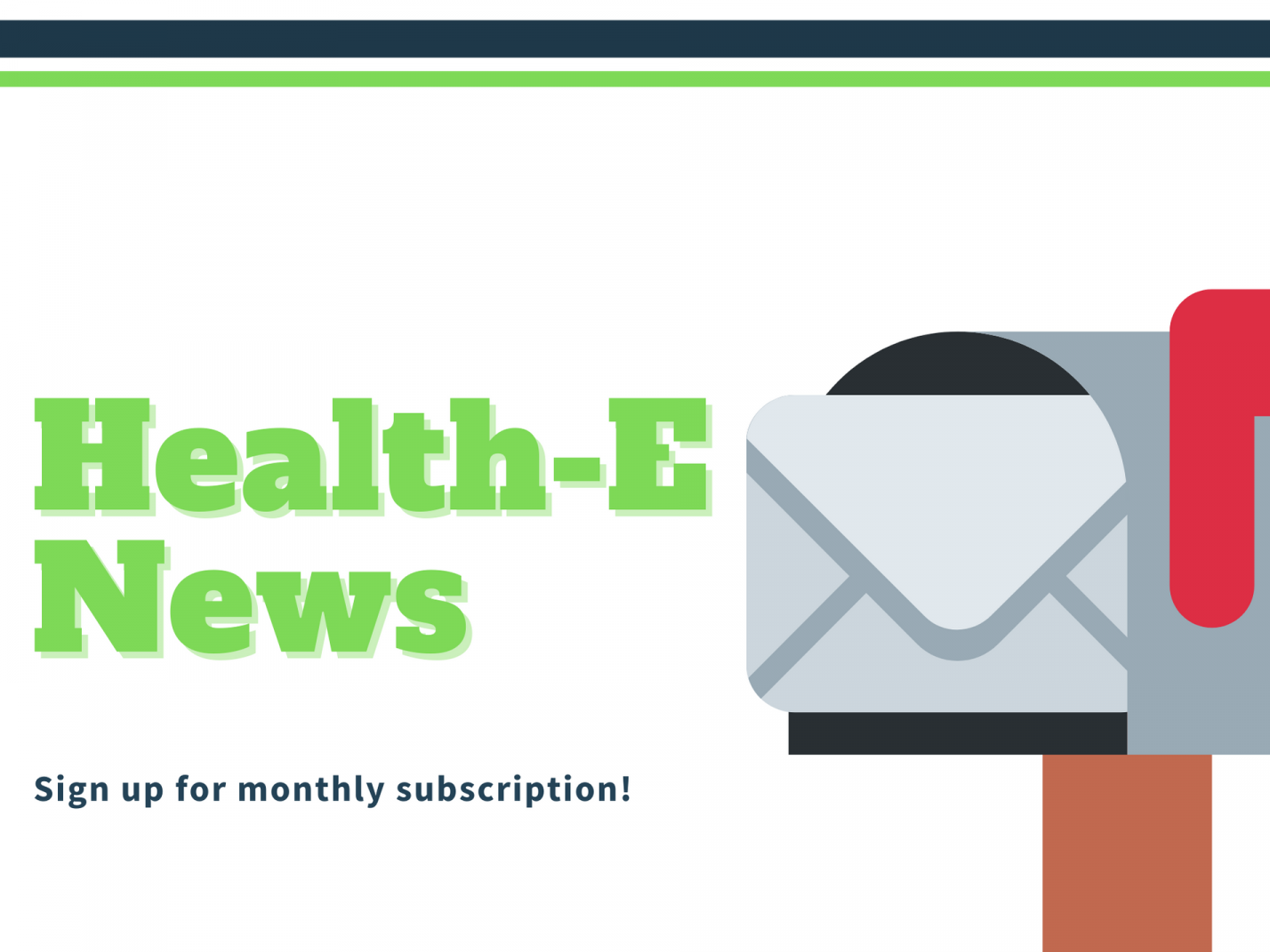 Health-E News text and mailbox with letter