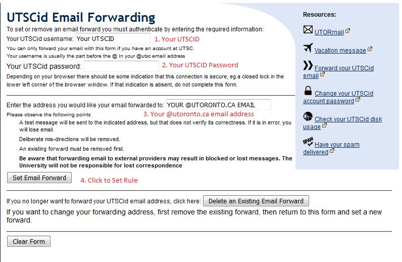 UTSCid Email Forwarding