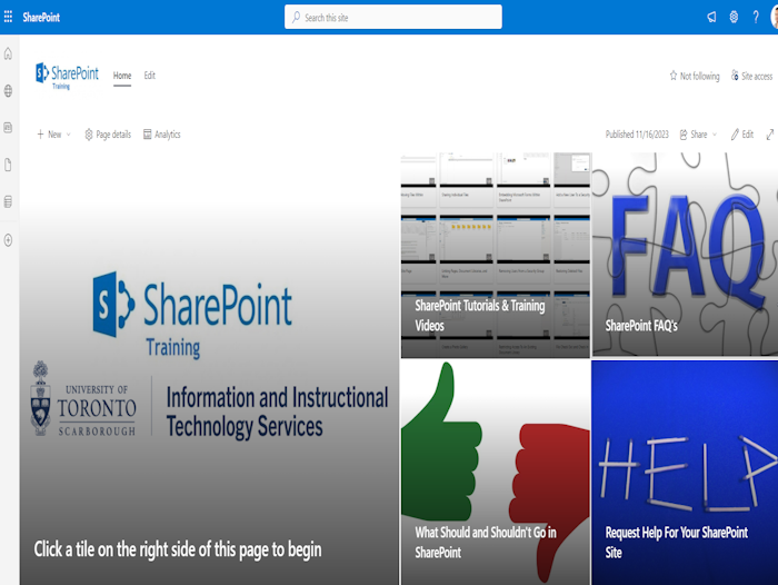 SharePoint Hub Landing Page