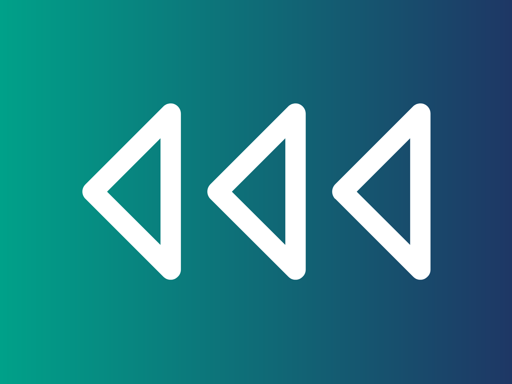 three triangle arrows facing left on teal and navy gradient background