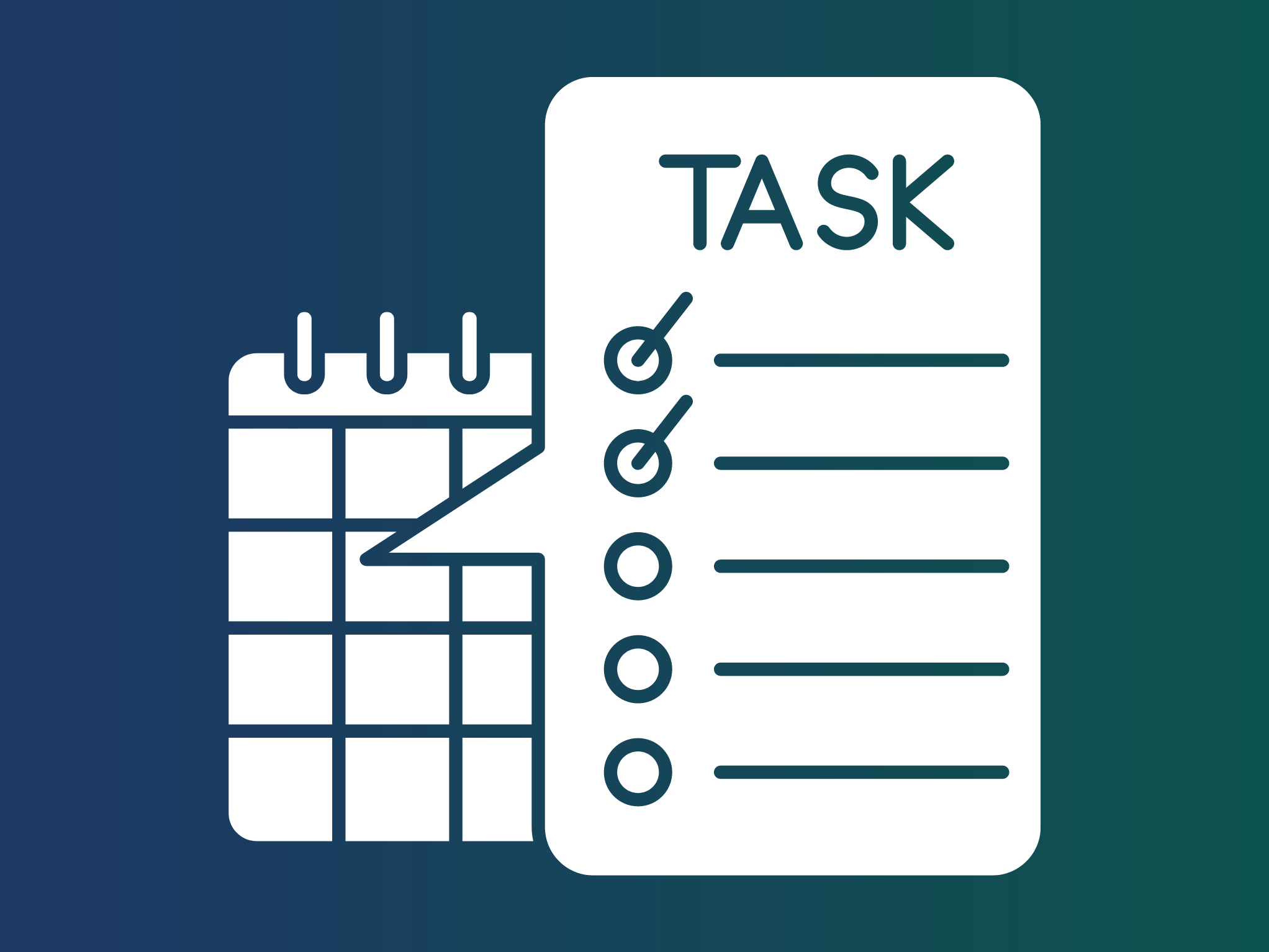calendar icon with day enlarged to show a daily task list
