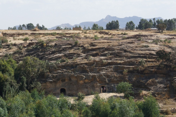 Excavation site of new rock-hewn church at May Wayni Giyorgis facing south.