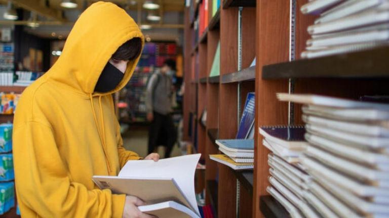 student in bookstore