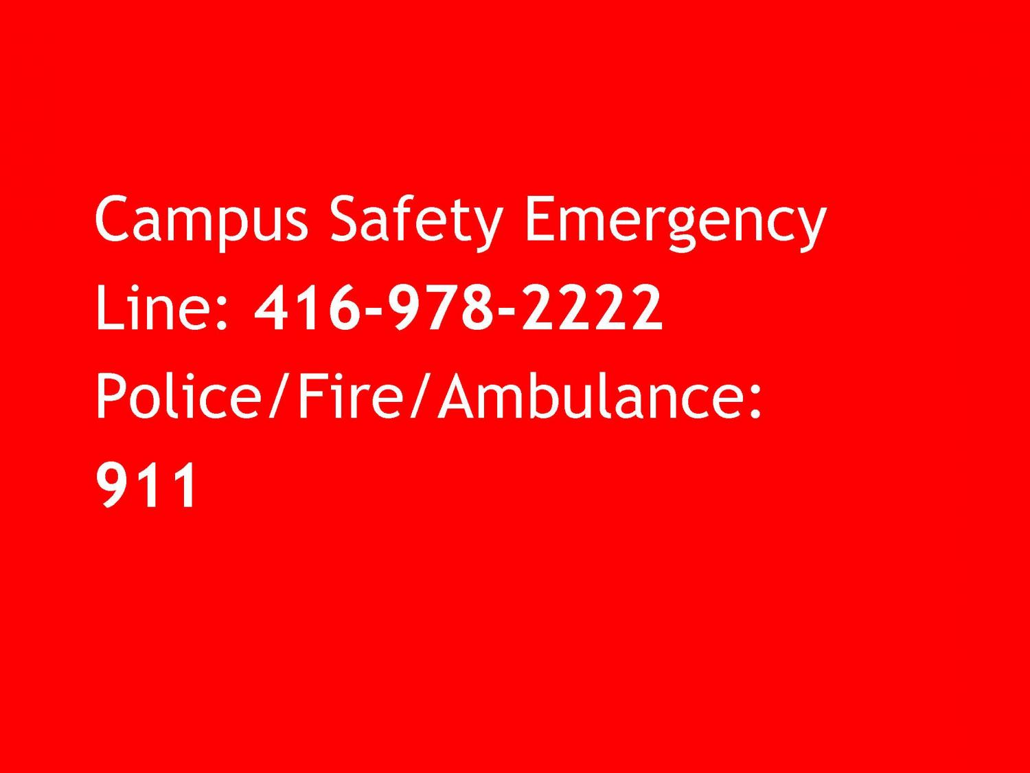 Campus Safety and off campus Emergency numbers