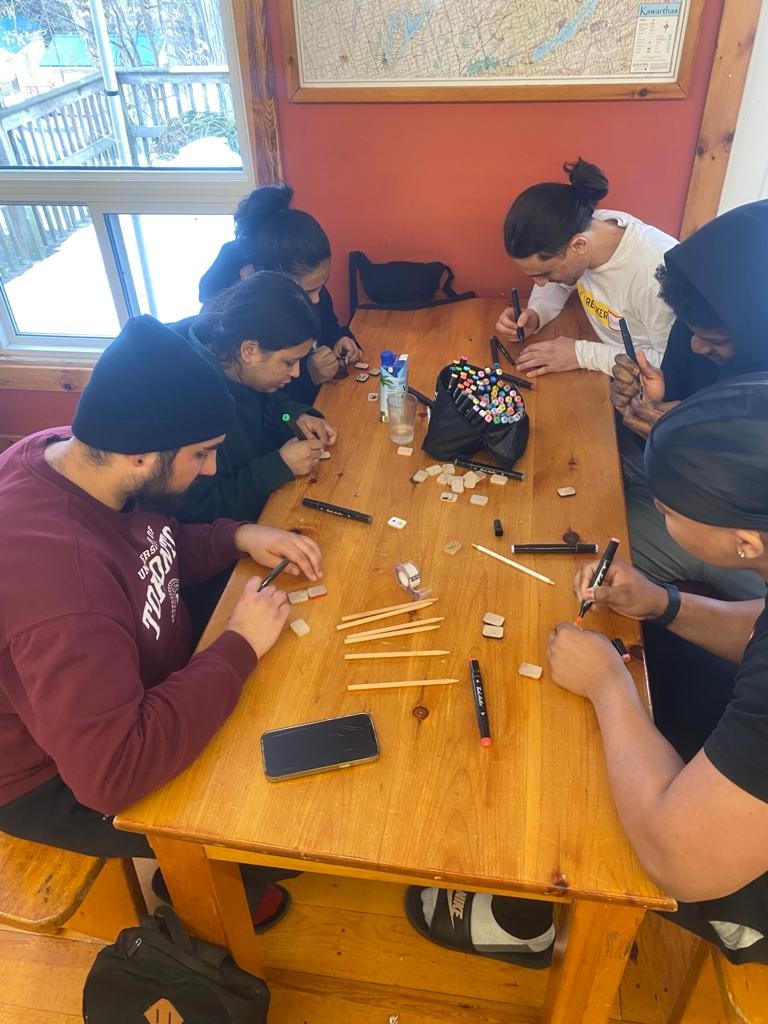 Students doing crafts