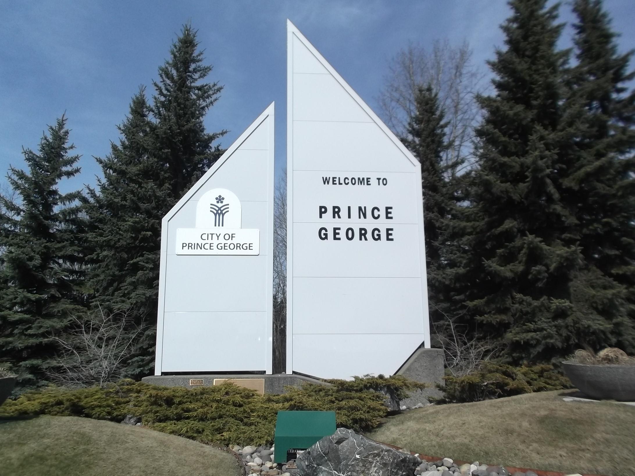 "Welcome to Prince George" sign