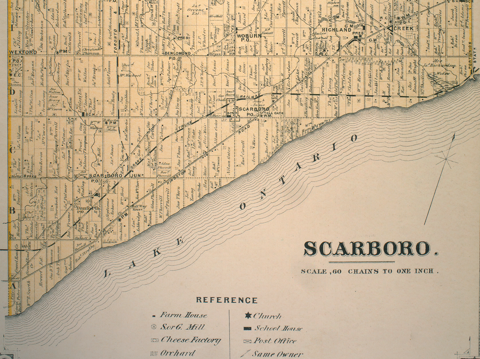 A historical map of Scarborough from 1850