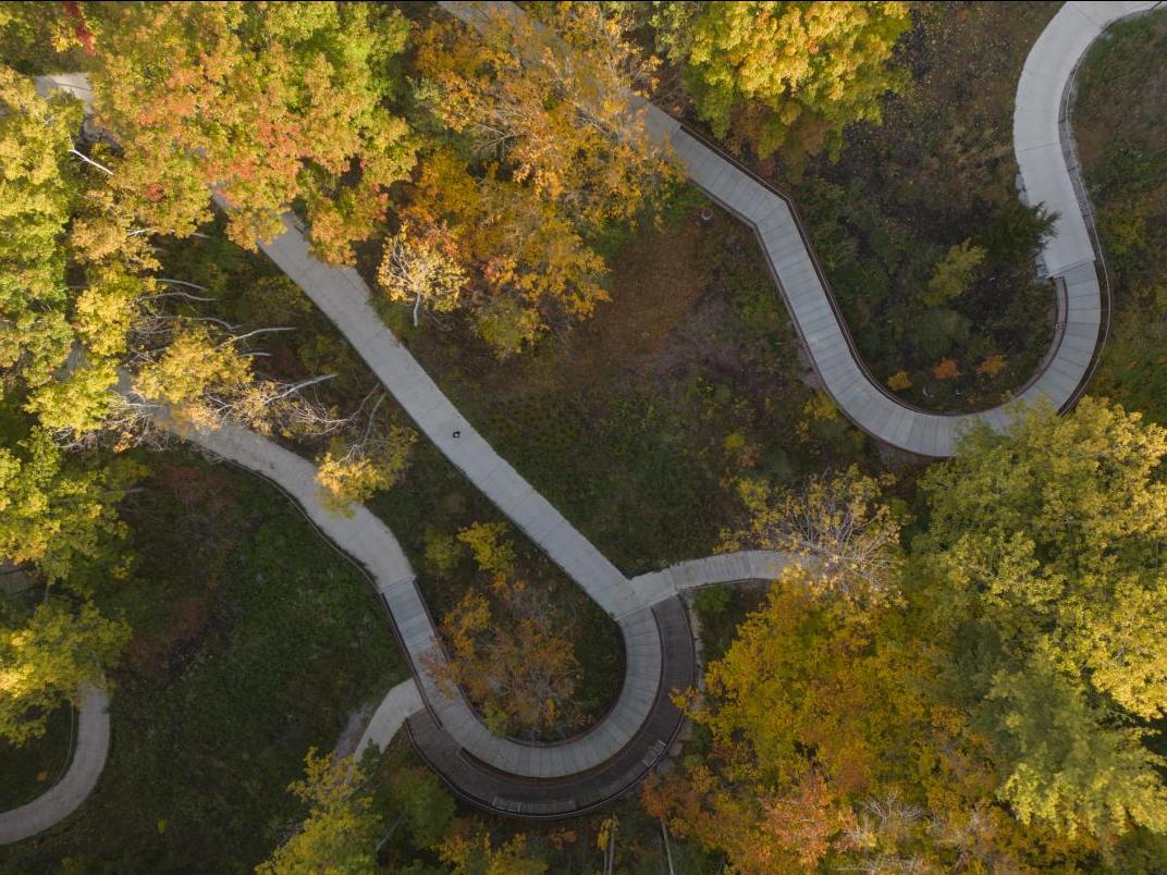 An aerial shot of the Valley Land Trail