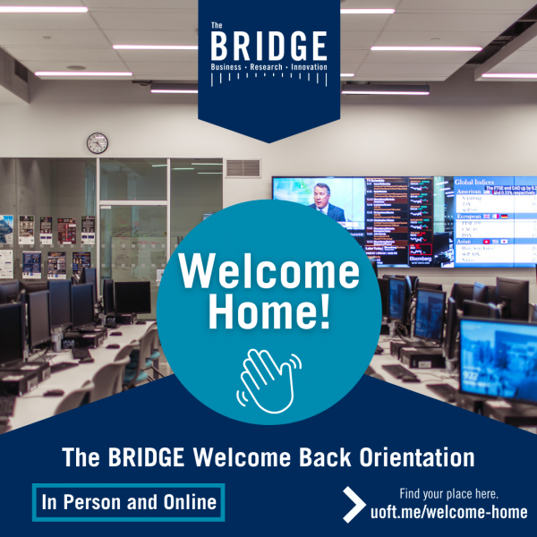 Welcome Home Orientation poster, view of The BRIDGE lab