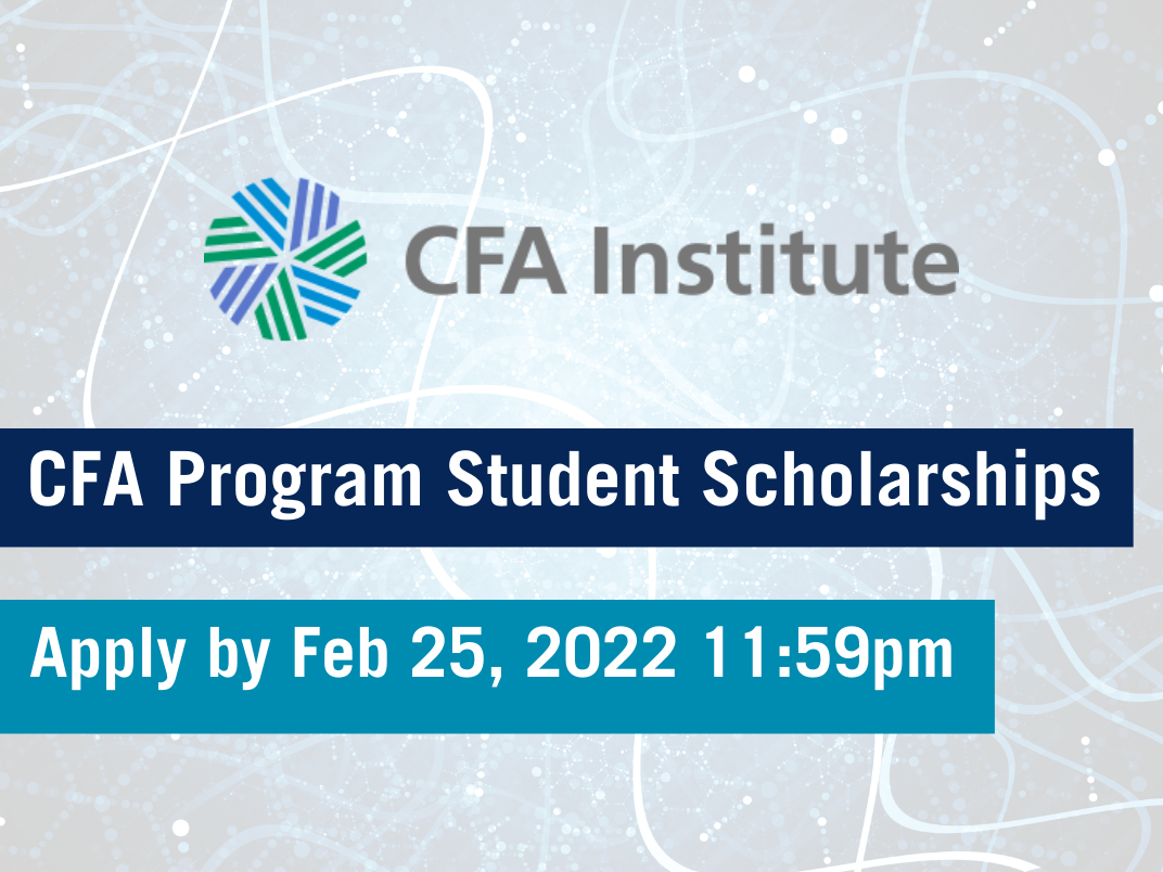 CFA institute logo with scholarship name and submission deadline