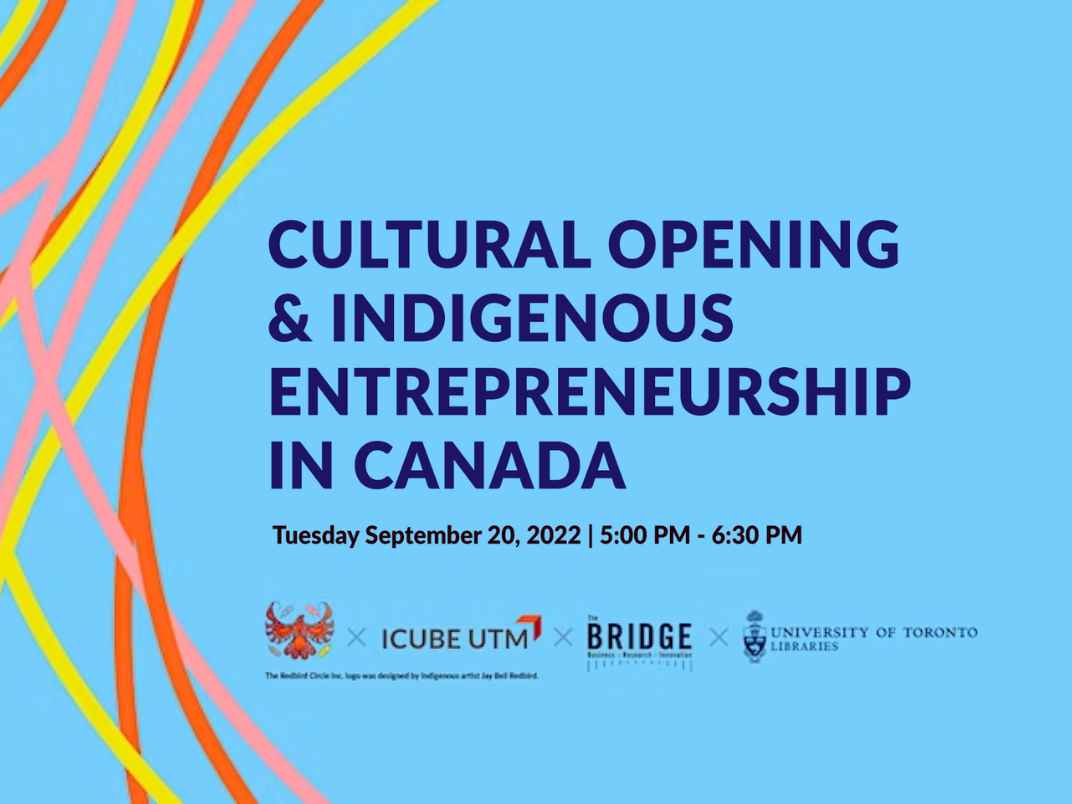 Poster for "Cultural Opening & Indigenous Entrepreneurship in Canada" workshop