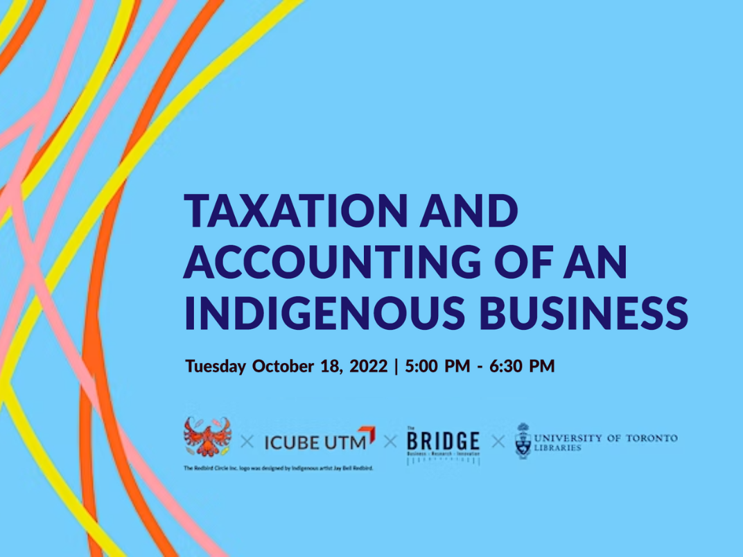 A poster for "Taxation and Accounting of an Indigenous Business" workshop