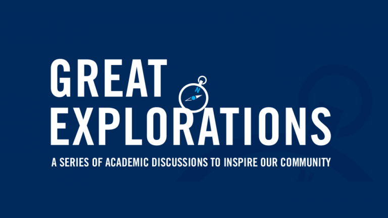 Great Explorations - A Series of Academic Discussions to Inspire Our Community with a compass pointing northeast